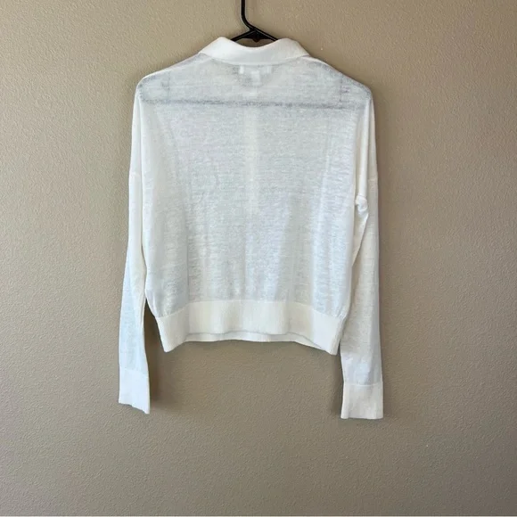 banana republic linen blend long sleeve johnny collar shirt iced vanilla - Picture 3 of 10